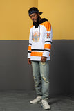 NFWYS KOAK HOCKEY V NECK SWEATSHIRT IN ORANGE WHITE - boopdo
