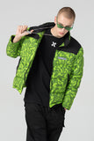 NFWYS FIZOLA HOLOGRAPHIC HIGH NECK BOMBER JACKET IN GREEN CAMO - boopdo