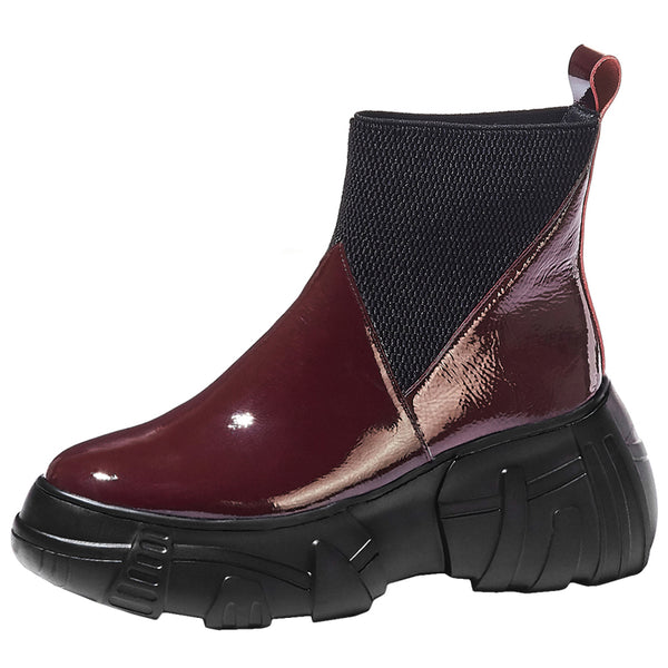 ROXAPE CHUNKY PLATFORM LEATHER ANKLE BOOTS - boopdo