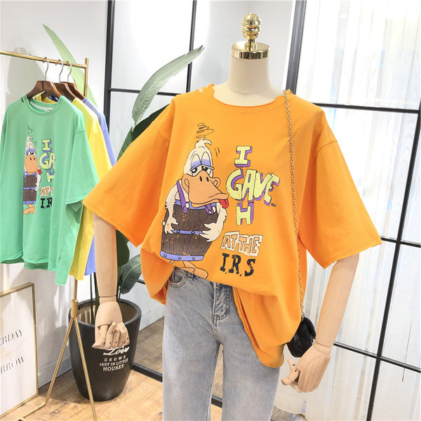 SIMDA CARTOON PRINT OVERSIZED T SHIRT - boopdo