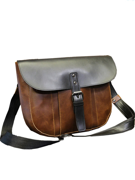 EDWIN VANDER LEATHER MESSENGER SHOULDER BAG IN BROWN - boopdo