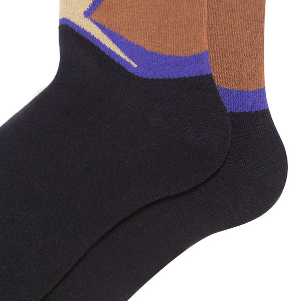 MONDAYS ABSTRACT PATTERN SOCKS IN BROWN - boopdo