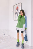 8GIRLS RELAXED DOUBLE LAYER DETAIL COLORBLOCK LONG SLEEVE TOP - boopdo