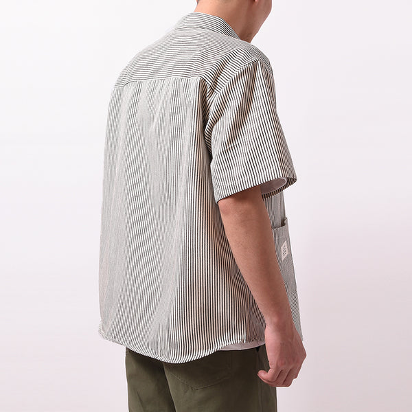 DESIGN BY NIZHES IRSTORY MULTI POCKET STRIPED SHORT SLEEVE SHIRT - boopdo