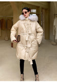 8GIRLS LONGLINE PUFFER COAT WITH FAUX FUR HOOD - boopdo