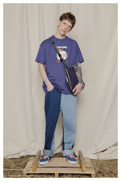 TYAKASHI CONTRAST COLOR SKATER JEANS - boopdo