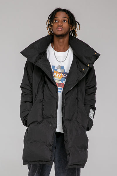 NFWYS HOLOGRAPHIC IRREGULAR STYLE HIGH NECK DUCK DOWN LONG JACKET - boopdo