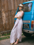 SINCE THEN CROSS BACK BOW DETAIL MAXI DRESS IN RETRO STRIPES - boopdo
