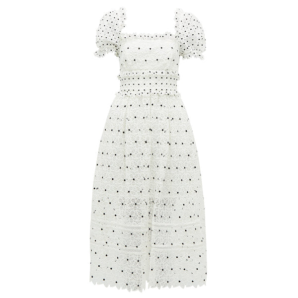ALICE LACE MIDI DRESS WITH VOLUME SLEEVES - boopdo