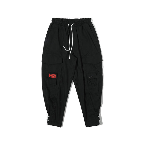 YOPPO EVOLUA MULTI POCKET TAPERED SWEATPANTS IN BLACK - boopdo