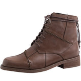 JERSY MARAKITO COOL PUNK FLAT LEATHER ANKLE BOOTS - boopdo