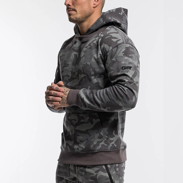 MUSCLE RANGER KING GYM BEAST OUTDOOR HOODIE WITH MATCHING PANTS IN CAMO - boopdo