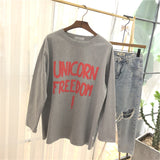 SIMDA UNICORN FREEDOM PRINT LONGLINE SWEATSHIRT - boopdo