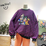 BOOPDO DESIGN RETRO STRIPED SWEATSHIRT WITH LARGE PRINT - boopdo