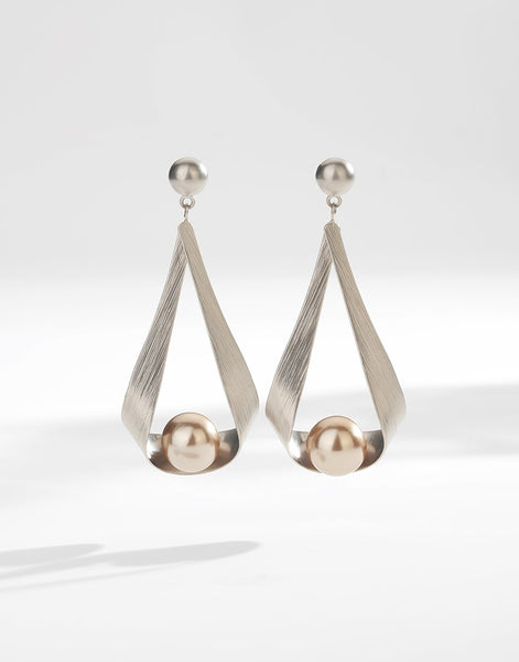 UZL DESIGN EARRINGS WITH STUD AND PEARL DROP CHARM IN GOLD PLATE - boopdo