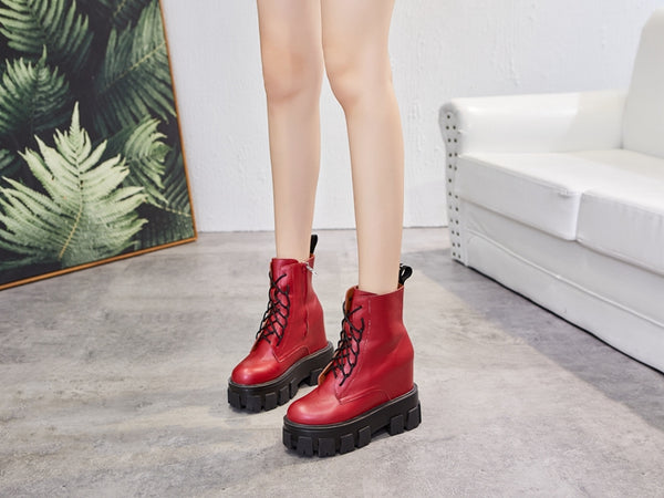 THE BEASTER MARTIN KING CHUNKY PLATFORM LEATHER BOOTIES - boopdo