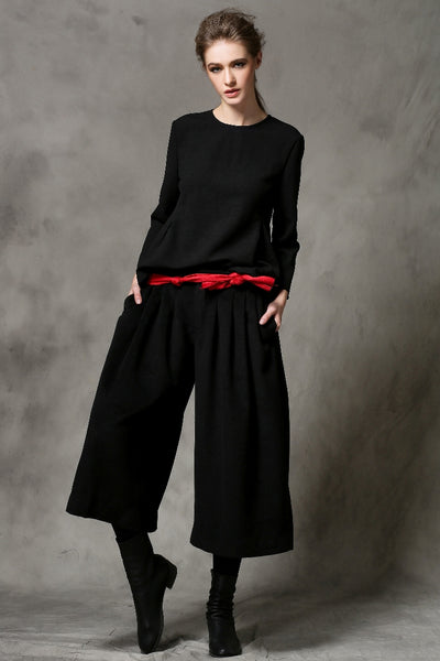 C4MORE HIPSTER MASTER YODA DESIGN WIDE LEG PANTS WITH RED BELT - boopdo