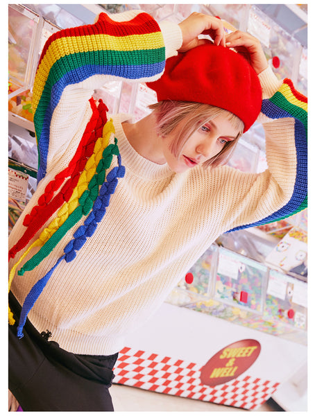 MAXMARTIN KNITTED JUMPER WITH MULTICOLOR STRIPE DETAIL - boopdo