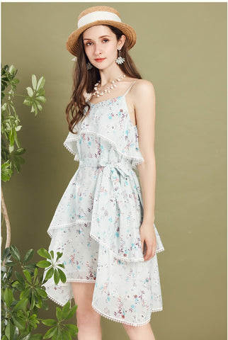 ARTKA RUFFLE TIERED FLORAL CAMI DRESS - boopdo
