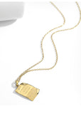 UZL DESIGN SQUARE TEXTURED COIN PENDANT NECKLACE IN GOLD PLATE - boopdo