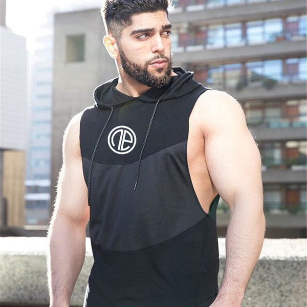 MUSCLE DOGGIE FITNESS SLEEVELESS HOODED TEE SHIRT - boopdo
