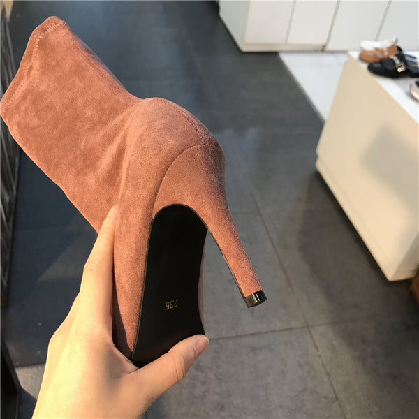 LUXE SEVEN DESIGN HEELED BOOTS WITH POINT TOE - boopdo