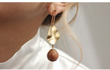 UZL DESIGN GOLD PLATED CHAIN LINK AND BALL DROP EARRINGS - boopdo