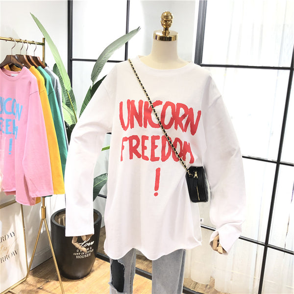 SIMDA UNICORN FREEDOM PRINT LONGLINE SWEATSHIRT - boopdo