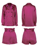SINCE THEN HIGH SHINE TOP AND SHORTS CO ORD IN PINK - boopdo