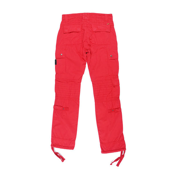 REBOPLIX KARAOKE DENIM STYLE CARGO PANTS IN RED - boopdo