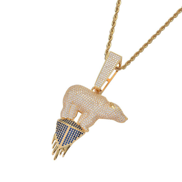 POLAR BEAR ENVIRONMENTAL THEME GLACIER CUBIC ZIRCONIA STONE NECKLACE - boopdo