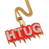 POOYO HTUG STAINLESS STEEL HIPSTER HIP HOP JEWELRY DIAMOND NECKLACE - boopdo