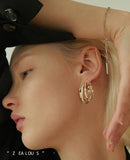 UZL DESIGN HOOP EARRINGS IN TRIPLE ROW IN GOLD PLATED - boopdo