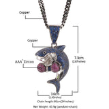 ZACKZIE ZIRCON ALUMINA BOXING SHARK PENDANT NECKLACE - boopdo