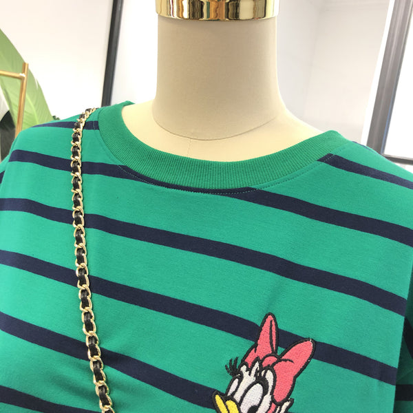 SIMDA RELAXED STRIPE T SHIRT WITH DISNEY EMBROIDERY - boopdo