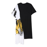 STELLA MARINA COLLEZIONE GEOMETRIC DESIGN RUFFLED T SHIRT DRESS - boopdo