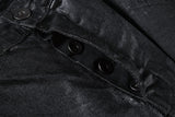 SNAPLOOX URBAN STYLE RORI WAX COATING SLIM JEAN SWEATPANTS IN BLACK - boopdo