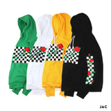 ZACKIE BLACK ROSE CHECKERED HOODIE PULLOVER - boopdo