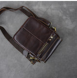 TWENTY FOURTH STREET MULTI LAYER VERTICAL SMALL COWHIDE LEATHER MESSENGER BAG - boopdo