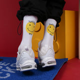 ZWILL UNIQUE CHILL SMILEY FACE SKATEBOARD SOCKS IN WHITE - boopdo
