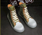 BOOPDO MESS DESIGN LEATHER HI TOP TRAINERS WITH CONTRAST SOLE - boopdo