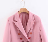 BOOPDO DESIGN EUROPLIA DOUBLE ROW BUTTON DECORATED JACKET IN PINK - boopdo