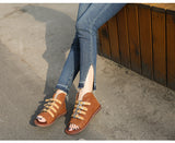 PROVA PERFETTO HUFFO ROMAN OPEN TOE FLAT SOLE LEATHER SANDALS - boopdo