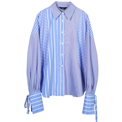 8GIRLS STRIPE SHIRT WITH TIE SLEEVES - boopdo