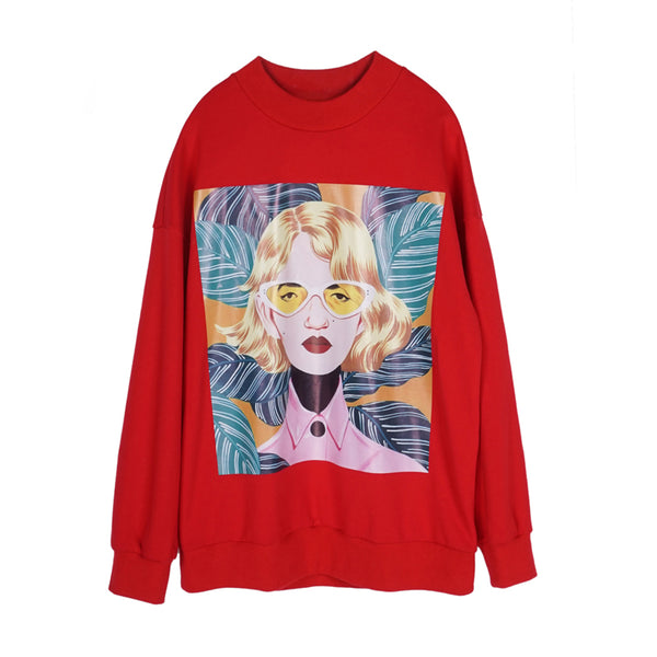 8GIRLS SWEATSHIRT WITH PRINT IN RED - boopdo