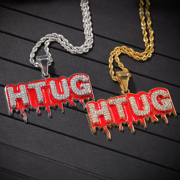 POOYO HTUG STAINLESS STEEL HIPSTER HIP HOP JEWELRY DIAMOND NECKLACE - boopdo
