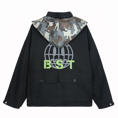 BEASTER OVAVI RETRO DEVIL EMOJI CAMO WINDBREAKER HOODED JACKET - boopdo