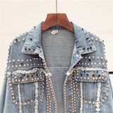 SHILO ROCKO RETRO OLD FASHION STYLE DENIM JEAN WOMEN JACKET WITH RIVET - boopdo