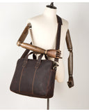 MANTIME HYPERSPACE TOTE HANDMADE LEATHER 16 INCHES SHOULDER BAGS IN BROWN - boopdo
