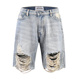 GRAFFINA ZAZO WASHED OLD DENIM RIPPED JEAN SHORT PANTS IN ICE BLUE - boopdo